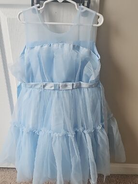 PatPat Light Blue Ruffled Tulle Formal Dress for Girls